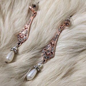 Antique Rose Gold Costume Earrings